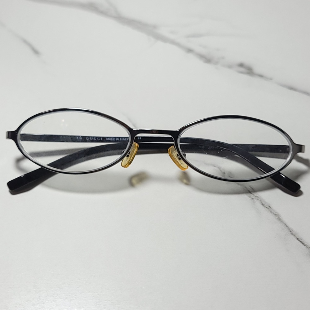 Gucci GG 1668 836 Oval Eyeglasses Frames Dark Gunmetal Made in Italy 51-19-135